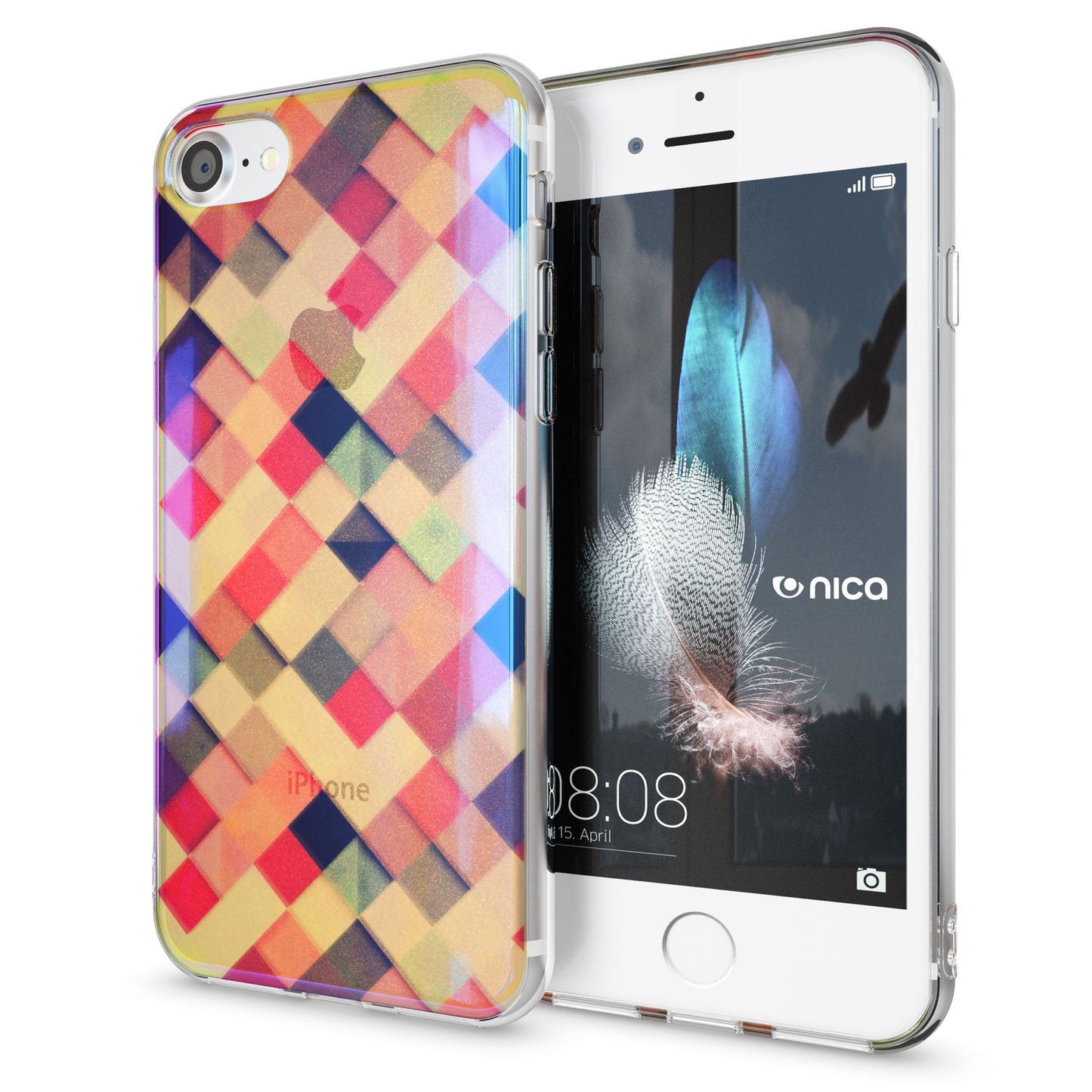 NALIA Handyhülle kompatibel mit iPhone SE 2020 / 8 / 7 Hülle, Motiv Case Silikon Cover Glänzend Durchsichtig Dünn, Glitzer Schutzhülle Handy-Tasche Backcover Bumper TPU Etui