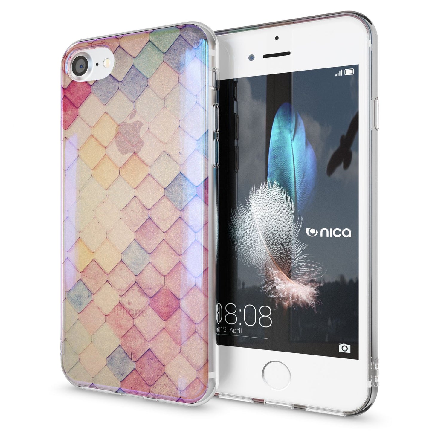 NALIA Handyhülle kompatibel mit iPhone SE 2020 / 8 / 7 Hülle, Motiv Case Silikon Cover Glänzend Durchsichtig Dünn, Glitzer Schutzhülle Handy-Tasche Backcover Bumper TPU Etui
