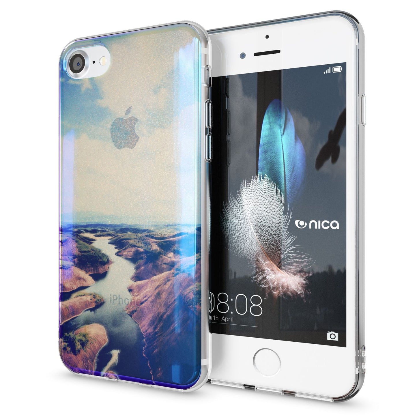NALIA Handyhülle kompatibel mit iPhone SE 2020 / 8 / 7 Hülle, Motiv Case Silikon Cover Glänzend Durchsichtig Dünn, Glitzer Schutzhülle Handy-Tasche Backcover Bumper TPU Etui