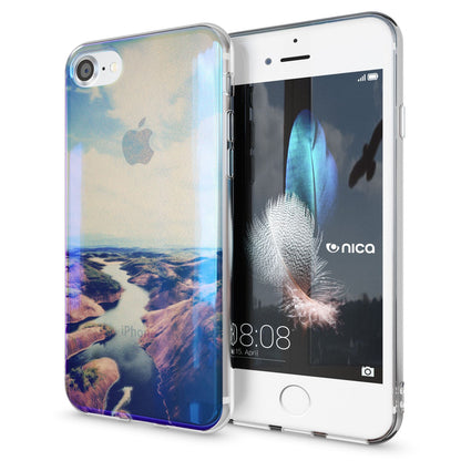 NALIA Handyhülle kompatibel mit iPhone SE 2020 / 8 / 7 Hülle, Motiv Case Silikon Cover Glänzend Durchsichtig Dünn, Glitzer Schutzhülle Handy-Tasche Backcover Bumper TPU Etui