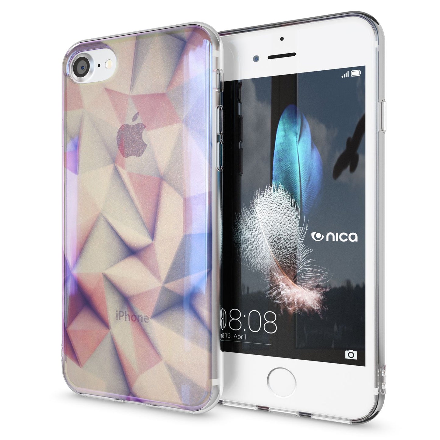 NALIA Handyhülle kompatibel mit iPhone SE 2020 / 8 / 7 Hülle, Motiv Case Silikon Cover Glänzend Durchsichtig Dünn, Glitzer Schutzhülle Handy-Tasche Backcover Bumper TPU Etui