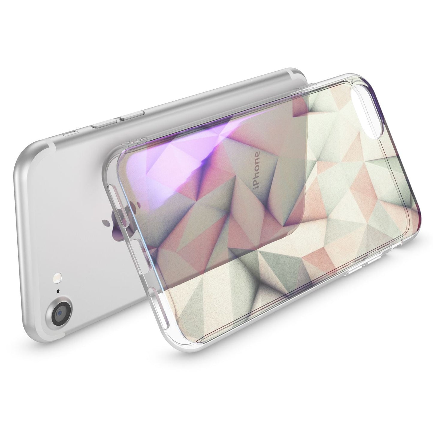 NALIA Handyhülle kompatibel mit iPhone SE 2020 / 8 / 7 Hülle, Motiv Case Silikon Cover Glänzend Durchsichtig Dünn, Glitzer Schutzhülle Handy-Tasche Backcover Bumper TPU Etui