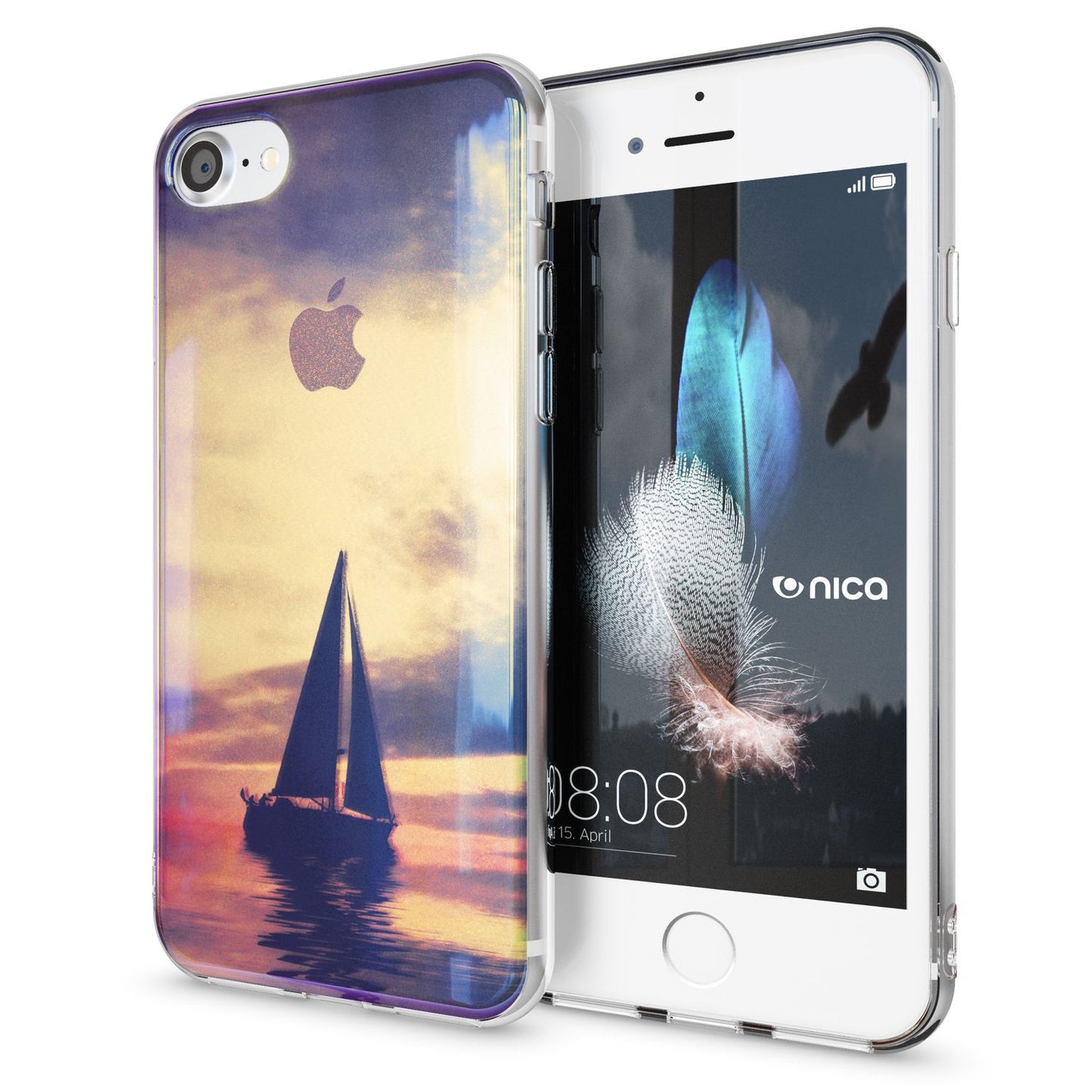 NALIA Handyhülle kompatibel mit iPhone SE 2020 / 8 / 7 Hülle, Motiv Case Silikon Cover Glänzend Durchsichtig Dünn, Glitzer Schutzhülle Handy-Tasche Backcover Bumper TPU Etui