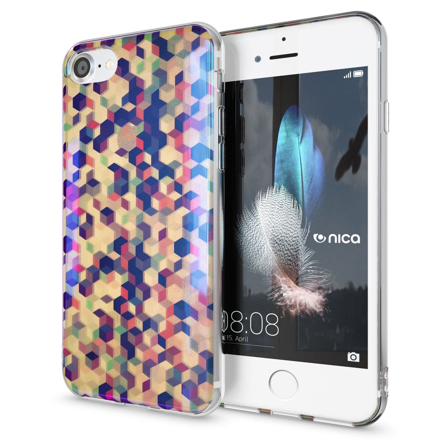 NALIA Handyhülle kompatibel mit iPhone SE 2020 / 8 / 7 Hülle, Motiv Case Silikon Cover Glänzend Durchsichtig Dünn, Glitzer Schutzhülle Handy-Tasche Backcover Bumper TPU Etui