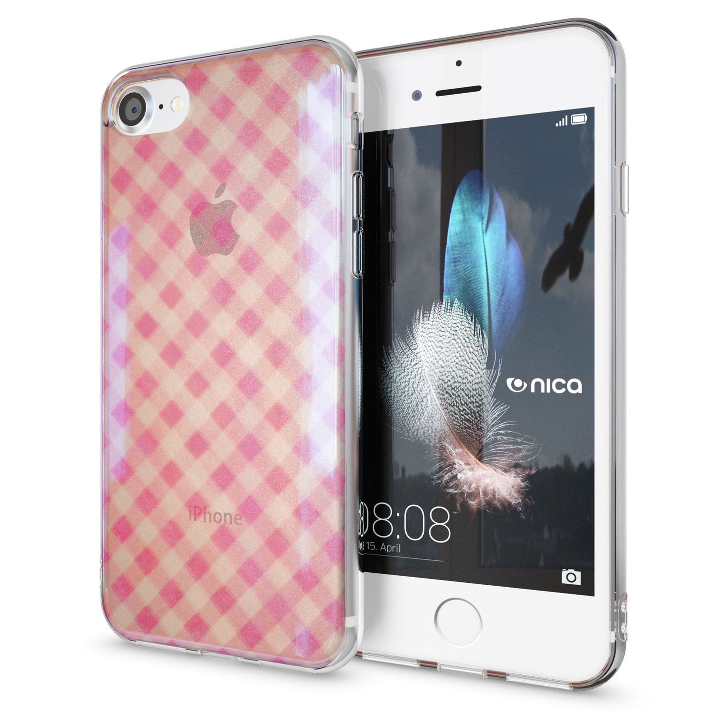 NALIA Handyhülle kompatibel mit iPhone SE 2020 / 8 / 7 Hülle, Motiv Case Silikon Cover Glänzend Durchsichtig Dünn, Glitzer Schutzhülle Handy-Tasche Backcover Bumper TPU Etui