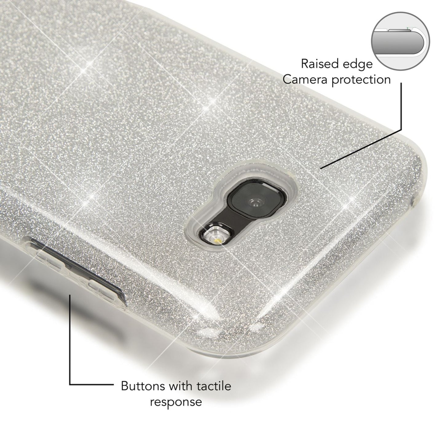 Samsung Galaxy A5 2017 Handy Hülle von NALIA, Glitzer Silikon Cover Case Schutz