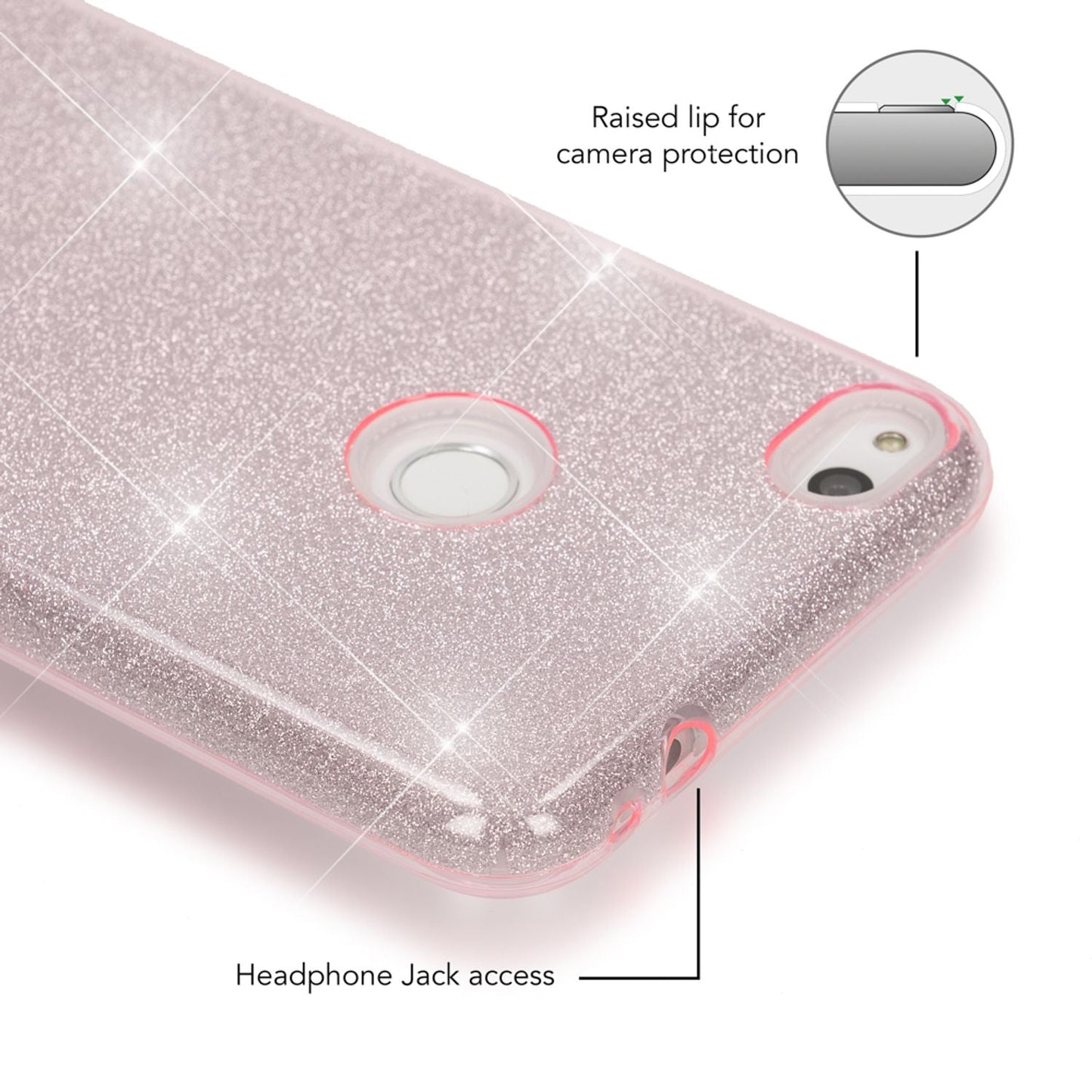Huawei P8 Lite (2017) Glitzer Handy Hülle von NALIA, Silikon Case Cover Schutz