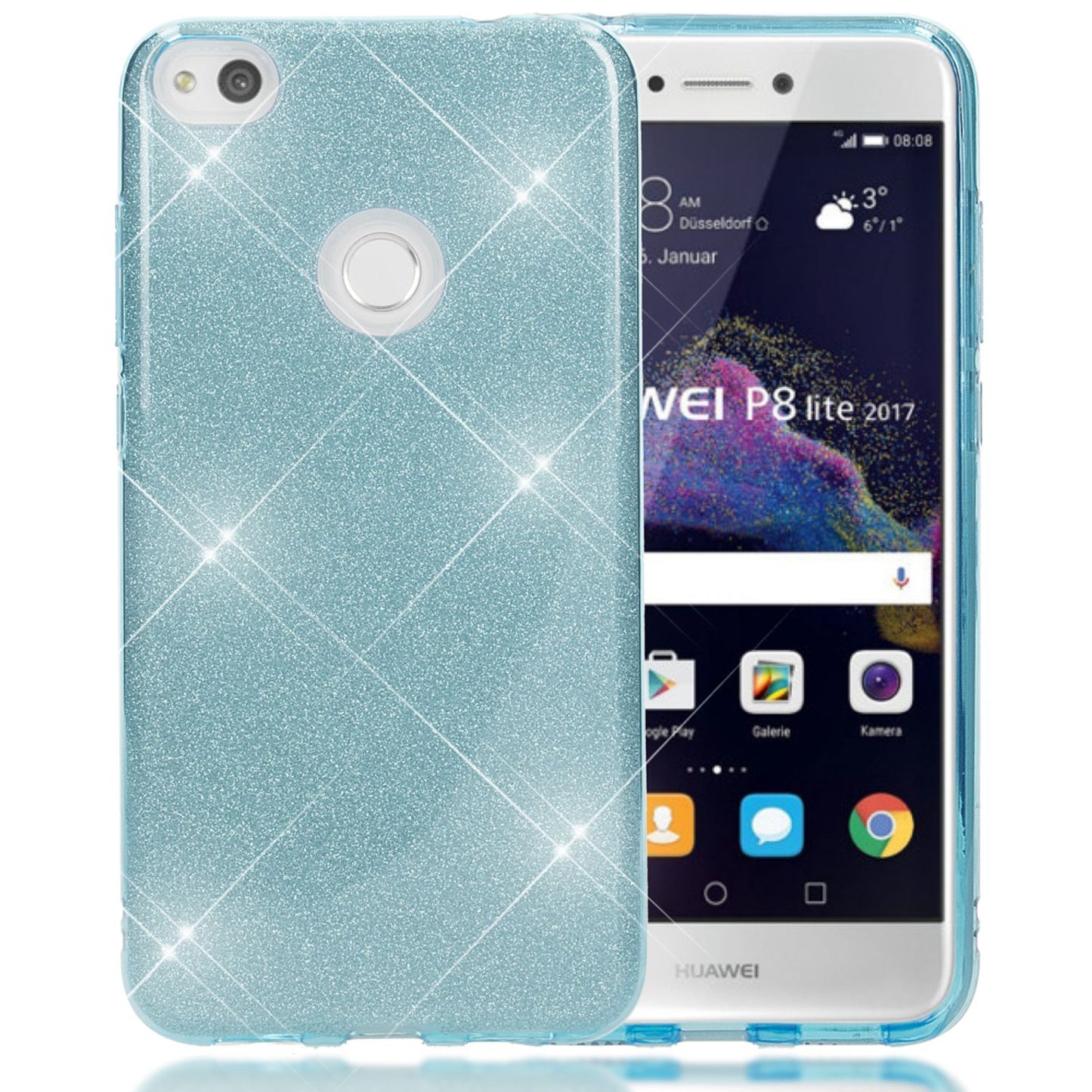 Huawei P8 Lite (2017) Glitzer Handy Hülle von NALIA, Silikon Case Cover Schutz
