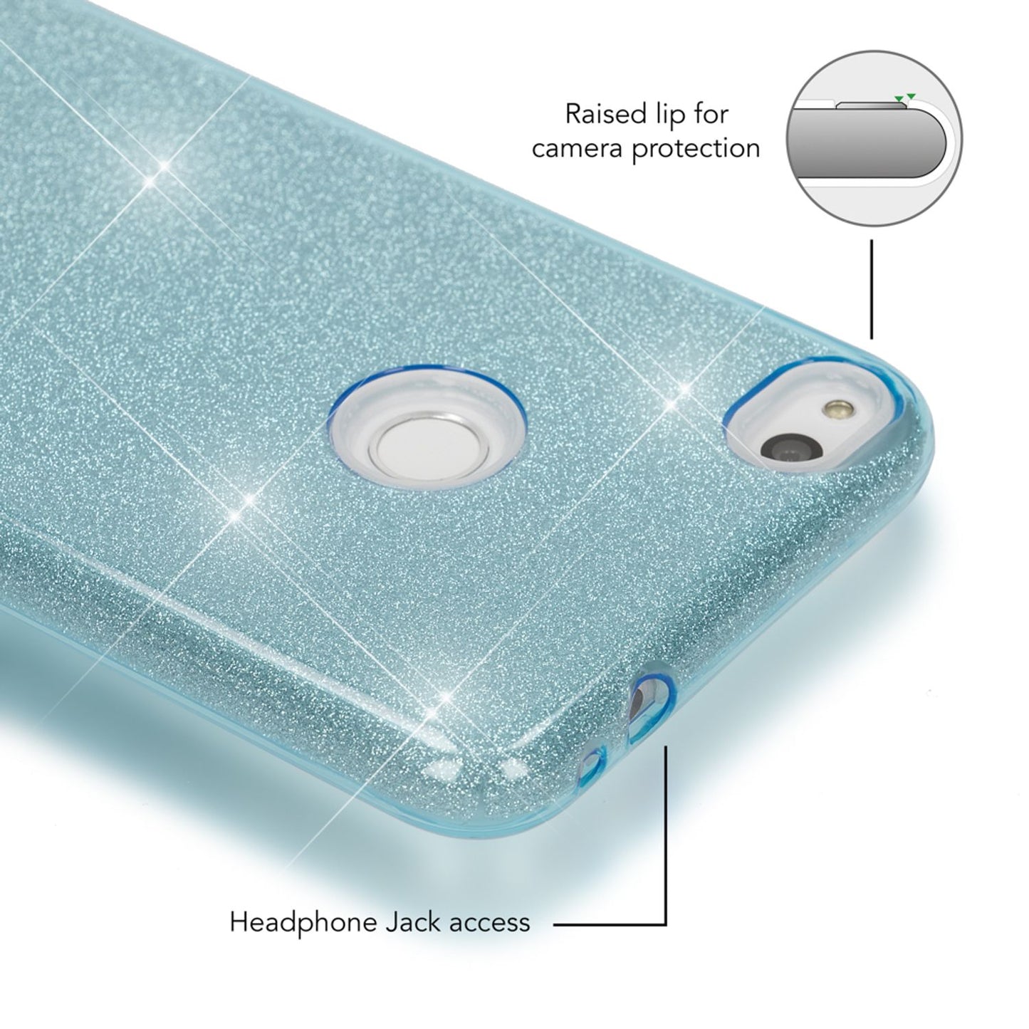 Huawei P8 Lite (2017) Glitzer Handy Hülle von NALIA, Silikon Case Cover Schutz