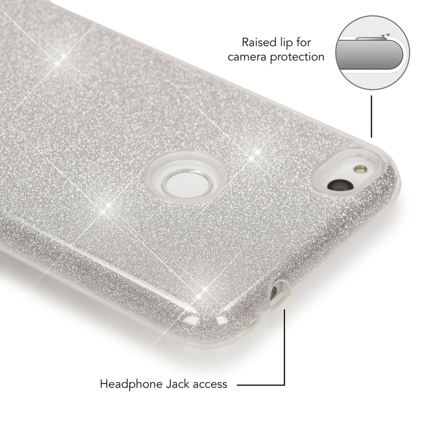 Huawei P8 Lite (2017) Glitzer Handy Hülle von NALIA, Silikon Case Cover Schutz