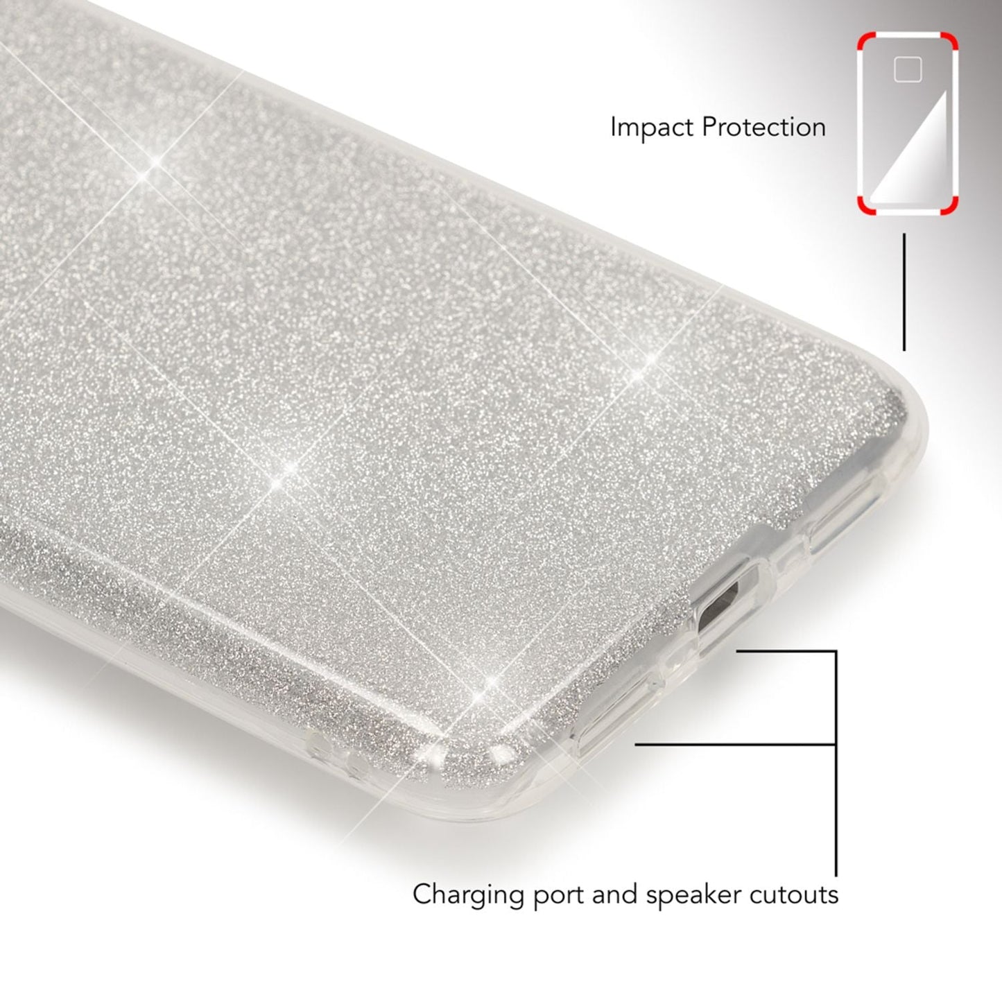Huawei P8 Lite (2017) Glitzer Handy Hülle von NALIA, Silikon Case Cover Schutz
