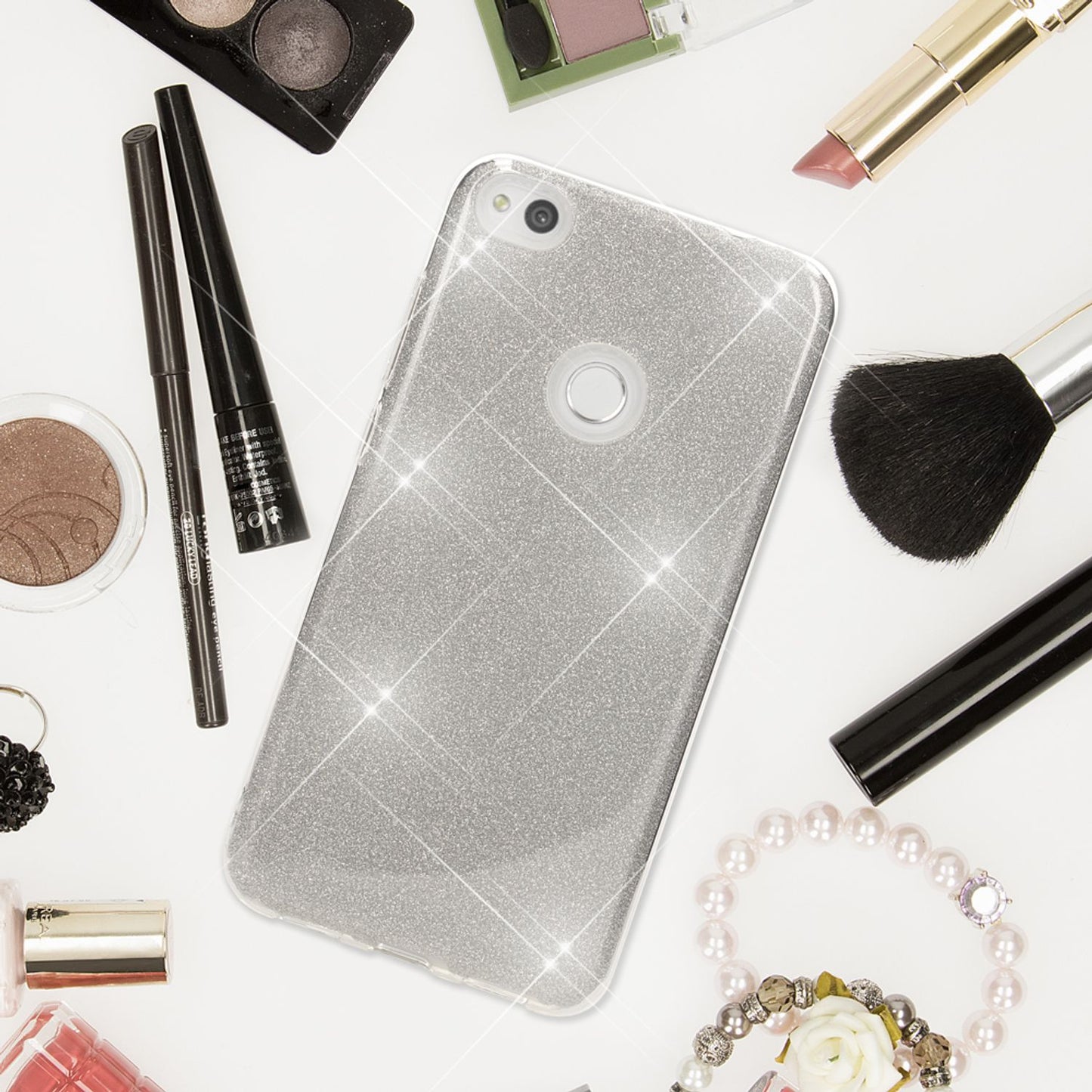 Huawei P8 Lite (2017) Glitzer Handy Hülle von NALIA, Silikon Case Cover Schutz