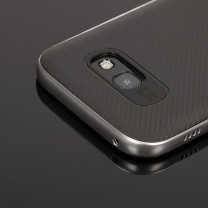 NALIA Handyhülle kompatibel mit Samsung Galaxy A5 2017, Carbon Design mit Metall-Look Rahmen Ultra-Slim Schutzhülle Silikon Case, Dünne Etui Hülle Handy-Tasche Smart-Phone Back-Cover
