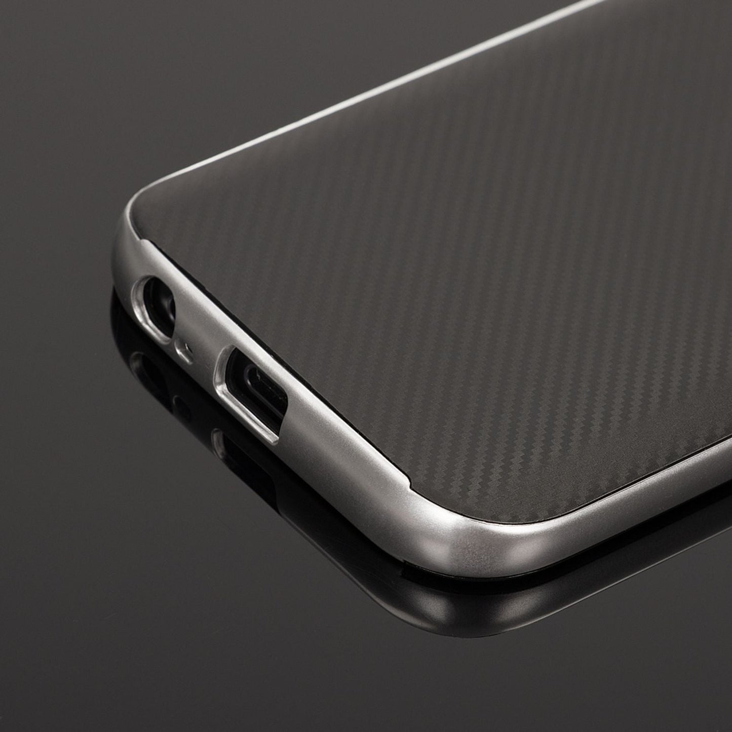 NALIA Handyhülle kompatibel mit Samsung Galaxy A5 2017, Carbon Design mit Metall-Look Rahmen Ultra-Slim Schutzhülle Silikon Case, Dünne Etui Hülle Handy-Tasche Smart-Phone Back-Cover