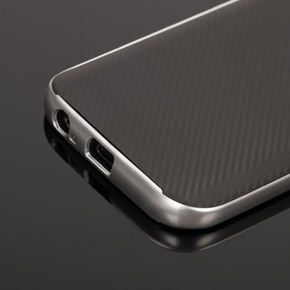 NALIA Handyhülle kompatibel mit Samsung Galaxy A5 2017, Carbon Design mit Metall-Look Rahmen Ultra-Slim Schutzhülle Silikon Case, Dünne Etui Hülle Handy-Tasche Smart-Phone Back-Cover