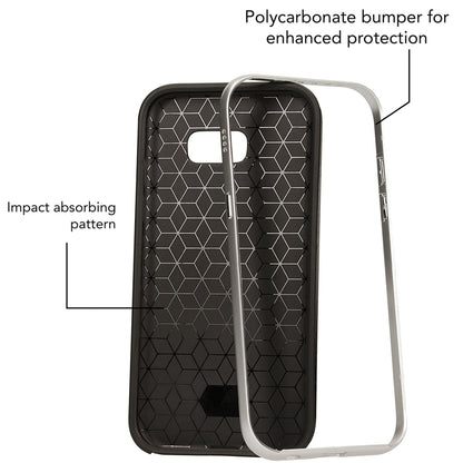 NALIA Handyhülle kompatibel mit Samsung Galaxy A5 2017, Carbon Design mit Metall-Look Rahmen Ultra-Slim Schutzhülle Silikon Case, Dünne Etui Hülle Handy-Tasche Smart-Phone Back-Cover