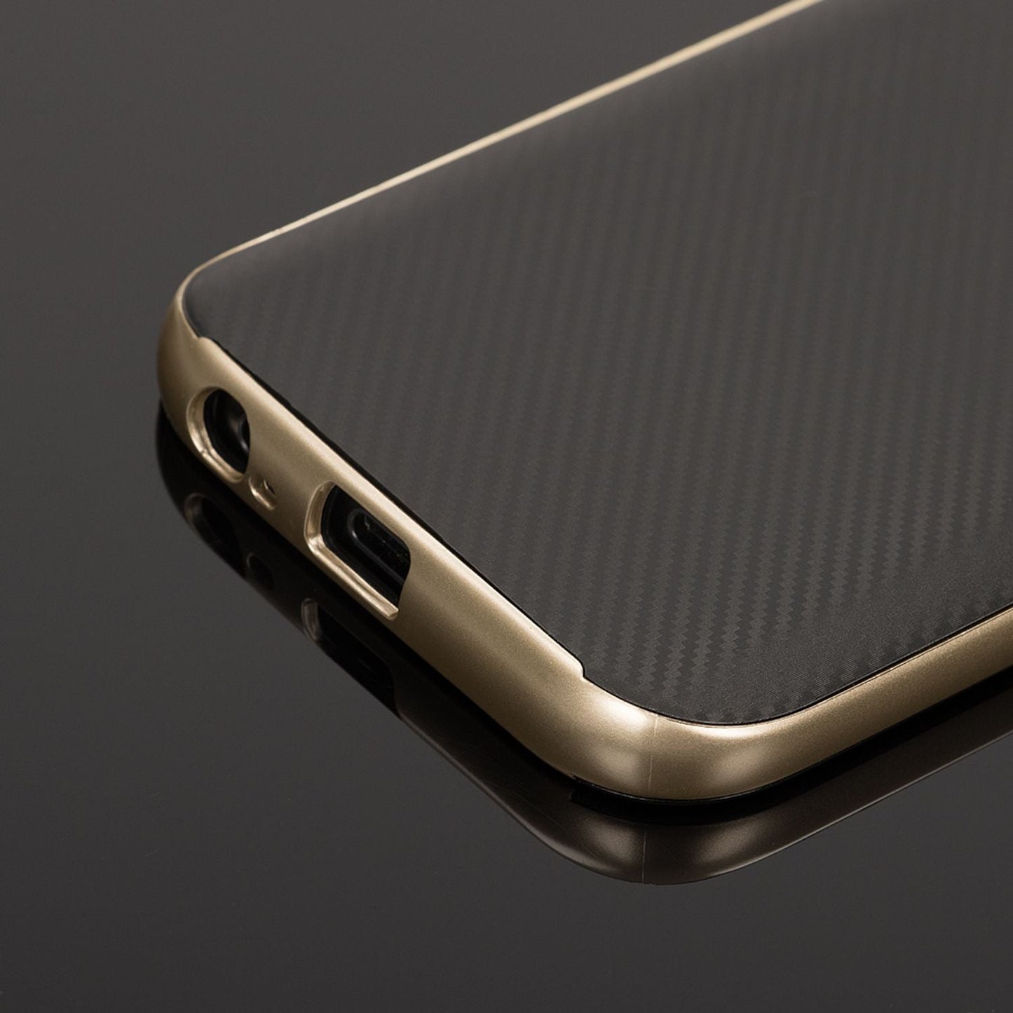 NALIA Handyhülle kompatibel mit Samsung Galaxy A5 2017, Carbon Design mit Metall-Look Rahmen Ultra-Slim Schutzhülle Silikon Case, Dünne Etui Hülle Handy-Tasche Smart-Phone Back-Cover