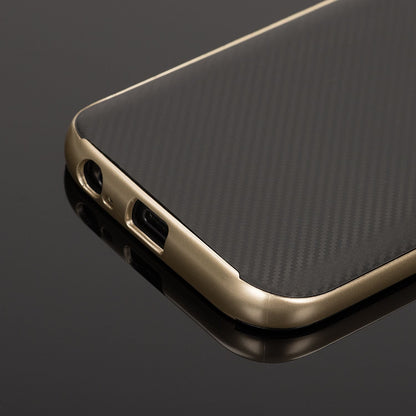 NALIA Handyhülle kompatibel mit Samsung Galaxy A5 2017, Carbon Design mit Metall-Look Rahmen Ultra-Slim Schutzhülle Silikon Case, Dünne Etui Hülle Handy-Tasche Smart-Phone Back-Cover