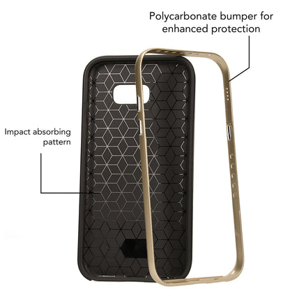 NALIA Handyhülle kompatibel mit Samsung Galaxy A5 2017, Carbon Design mit Metall-Look Rahmen Ultra-Slim Schutzhülle Silikon Case, Dünne Etui Hülle Handy-Tasche Smart-Phone Back-Cover