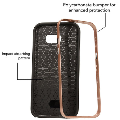 NALIA Handyhülle kompatibel mit Samsung Galaxy A5 2017, Carbon Design mit Metall-Look Rahmen Ultra-Slim Schutzhülle Silikon Case, Dünne Etui Hülle Handy-Tasche Smart-Phone Back-Cover