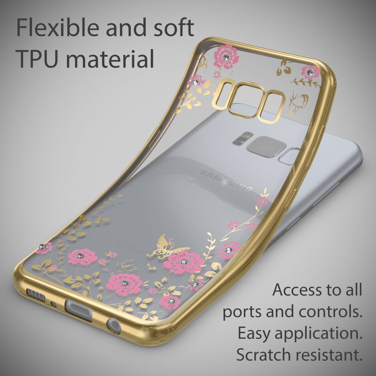 Galaxy S8 Plus Handy Hülle von NALIA, Durchsichtiges Silikon Case Blumen Cover