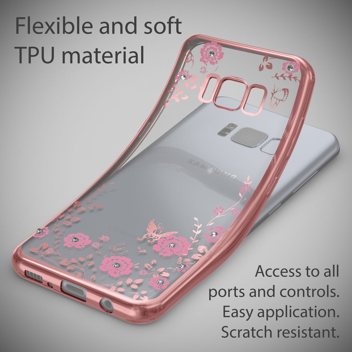 Galaxy S8 Plus Handy Hülle von NALIA, Durchsichtiges Silikon Case Blumen Cover