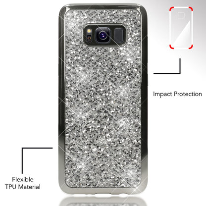 NALIA Handyhülle kompatibel mit Samsung Galaxy S8 Plus, Glitzer Slim Silikon-Case Back-Cover Schutzhülle, Glitter Sparkle Handy-Tasche Bumper, Dünne Bling Strass Smart-Phone Hülle