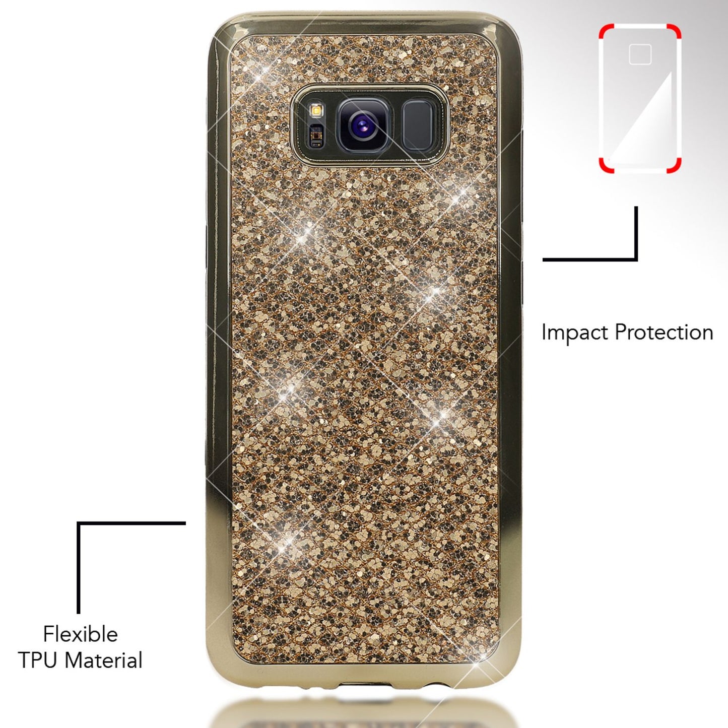 NALIA Handyhülle kompatibel mit Samsung Galaxy S8 Plus, Glitzer Slim Silikon-Case Back-Cover Schutzhülle, Glitter Sparkle Handy-Tasche Bumper, Dünne Bling Strass Smart-Phone Hülle