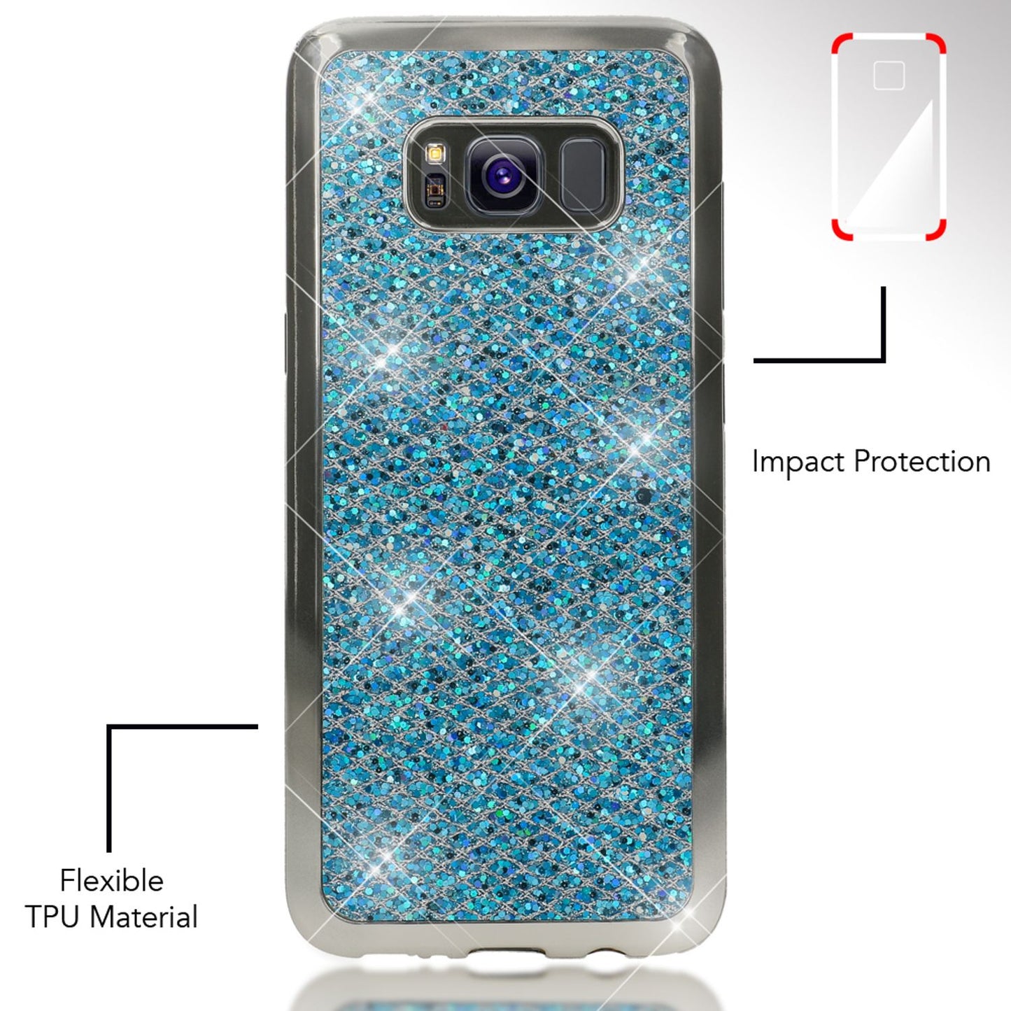 NALIA Handyhülle kompatibel mit Samsung Galaxy S8 Plus, Glitzer Slim Silikon-Case Back-Cover Schutzhülle, Glitter Sparkle Handy-Tasche Bumper, Dünne Bling Strass Smart-Phone Hülle