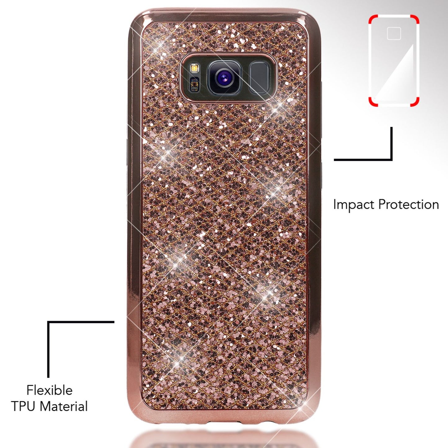 NALIA Handyhülle kompatibel mit Samsung Galaxy S8 Plus, Glitzer Slim Silikon-Case Back-Cover Schutzhülle, Glitter Sparkle Handy-Tasche Bumper, Dünne Bling Strass Smart-Phone Hülle
