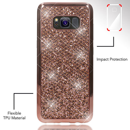 NALIA Handyhülle kompatibel mit Samsung Galaxy S8 Plus, Glitzer Slim Silikon-Case Back-Cover Schutzhülle, Glitter Sparkle Handy-Tasche Bumper, Dünne Bling Strass Smart-Phone Hülle