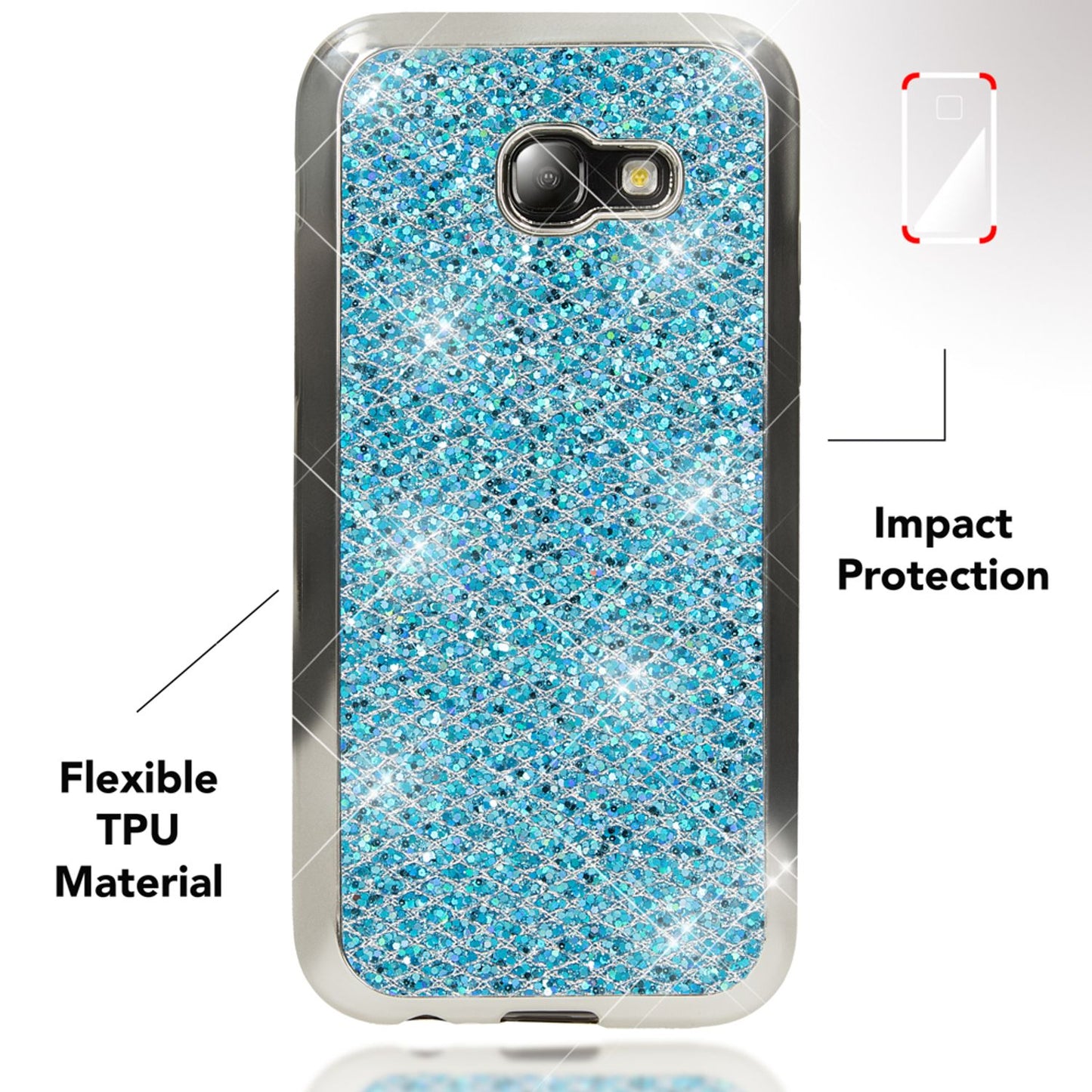 NALIA Handyhülle kompatibel mit Samsung Galaxy A5 2017, Glitzer Slim Silikon-Case Back-Cover Schutzhülle, Glitter Sparkle Handy-Tasche Bumper, Dünne Bling Strass Smart-Phone Hülle