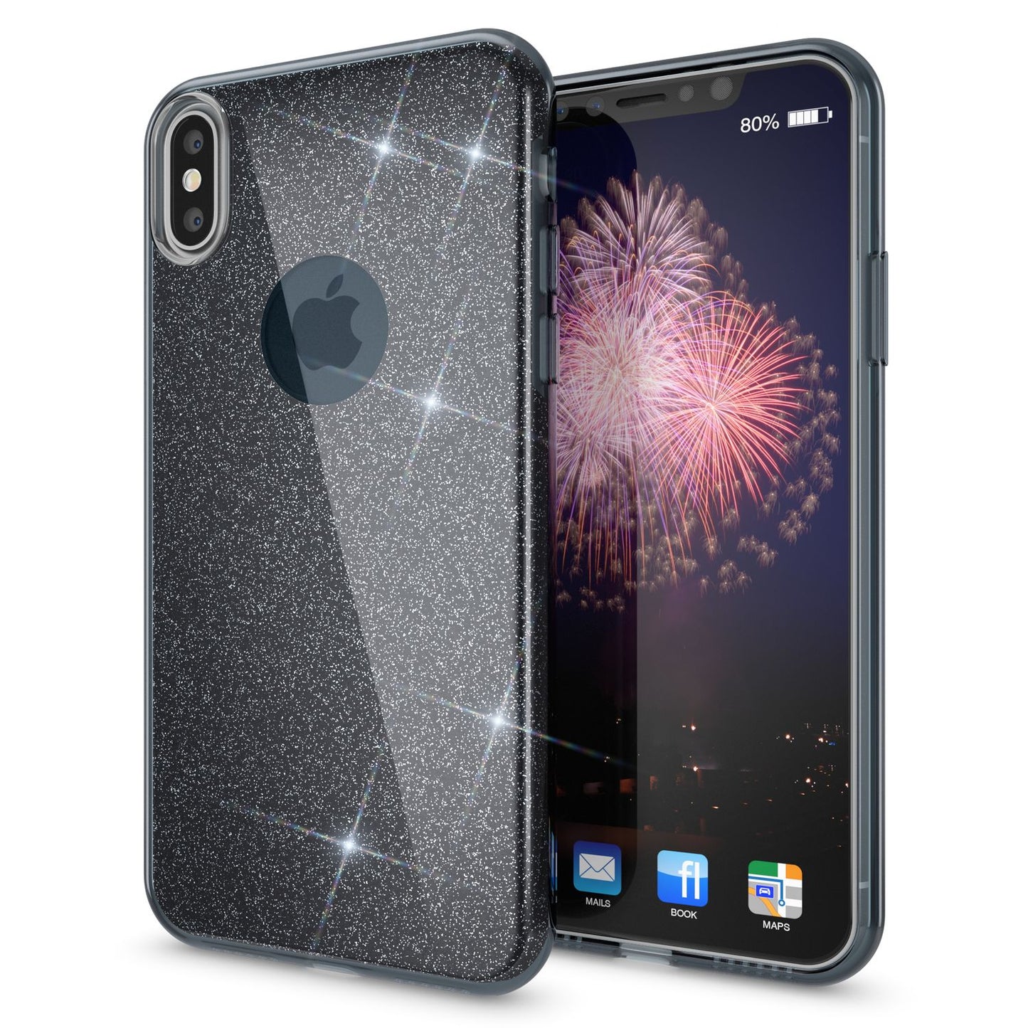 NALIA Glitzerhülle für iPhone XS Max – Funkelnder Glitzer-Look & Grip – SHINEPOP (Silikon Case) – Marke aus Berlin