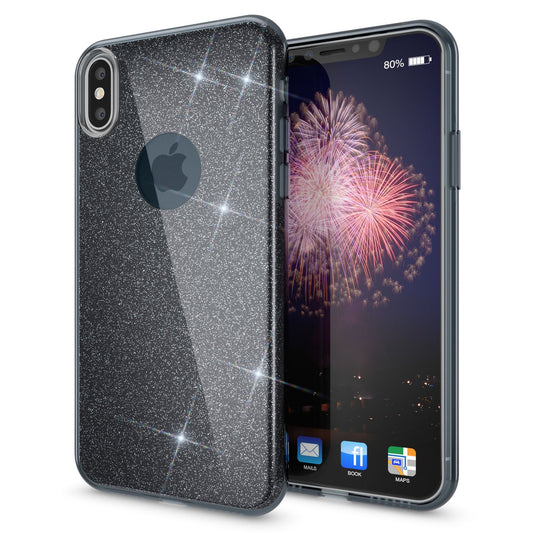 NALIA Glitzerhülle für iPhone X / XS – Funkelnder Glitzer-Look & Grip – SHINEPOP (Silikon Case) – Marke aus Berlin