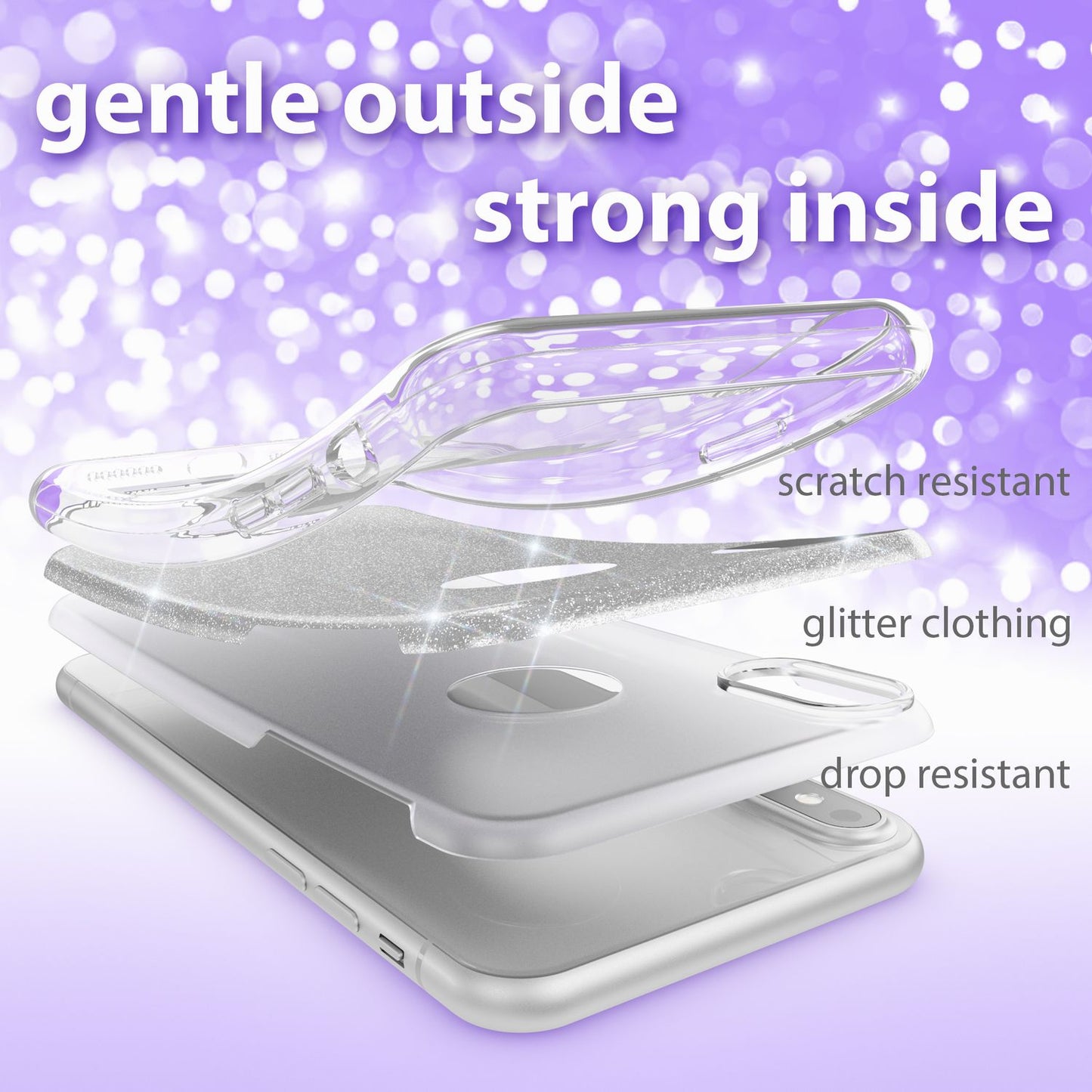 NALIA Glitzerhülle für iPhone XS Max – Funkelnder Glitzer-Look & Grip – SHINEPOP (Silikon Case) – Marke aus Berlin