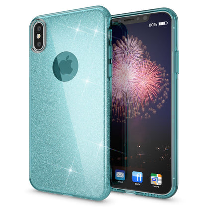 NALIA Glitzerhülle für iPhone XS Max – Funkelnder Glitzer-Look & Grip – SHINEPOP (Silikon Case) – Marke aus Berlin