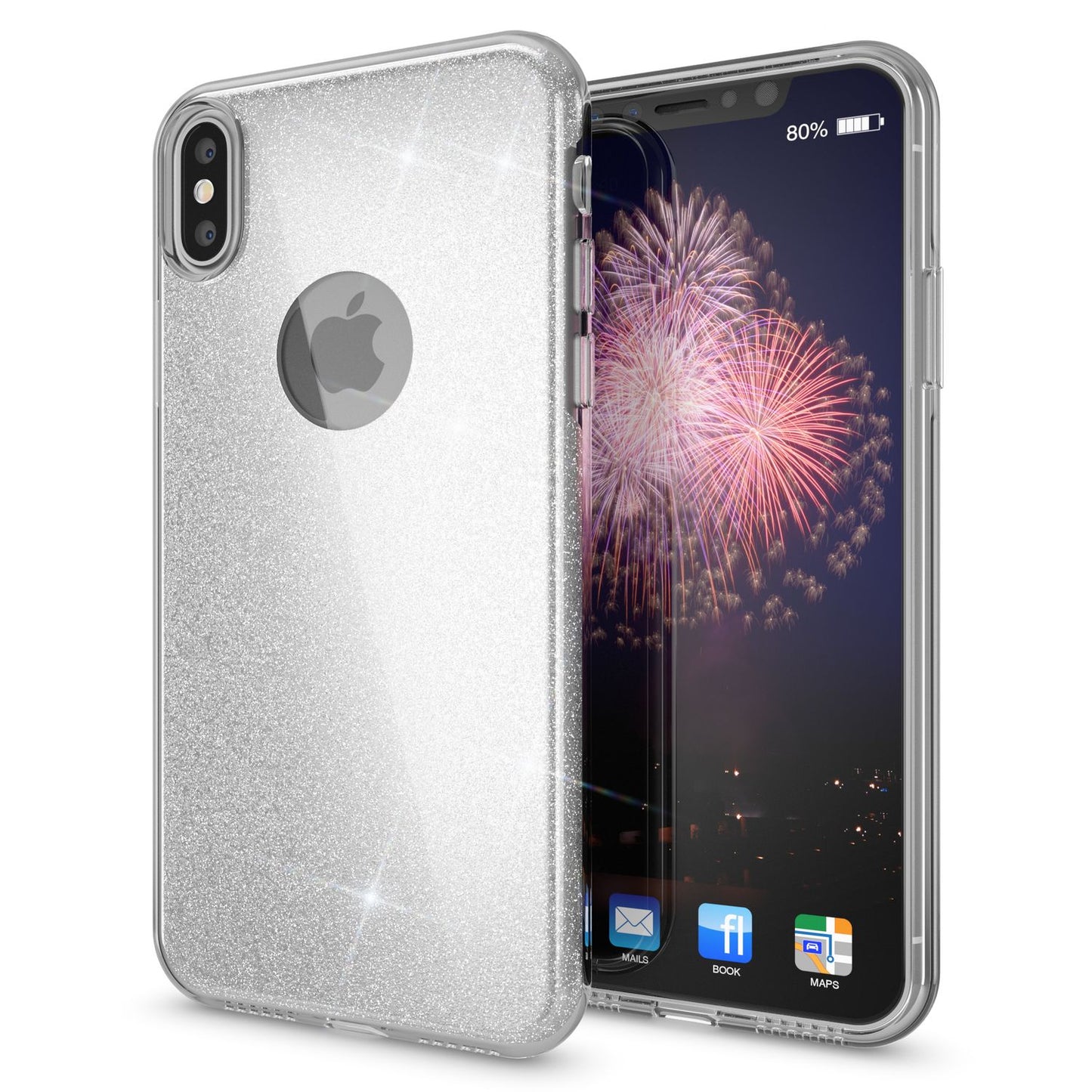 NALIA Glitzerhülle für iPhone XS Max – Funkelnder Glitzer-Look & Grip – SHINEPOP (Silikon Case) – Marke aus Berlin