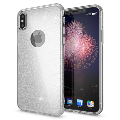 NALIA Glitzerhülle für iPhone X / XS – Funkelnder Glitzer-Look & Grip – SHINEPOP (Silikon Case) – Marke aus Berlin