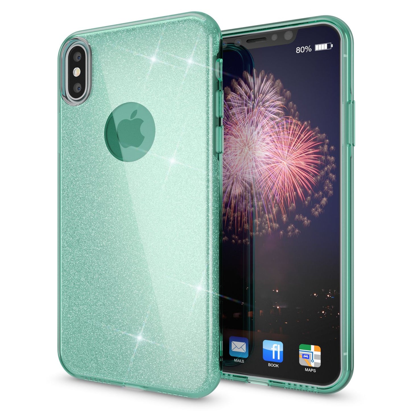 NALIA Glitzerhülle für iPhone XS Max – Funkelnder Glitzer-Look & Grip – SHINEPOP (Silikon Case) – Marke aus Berlin