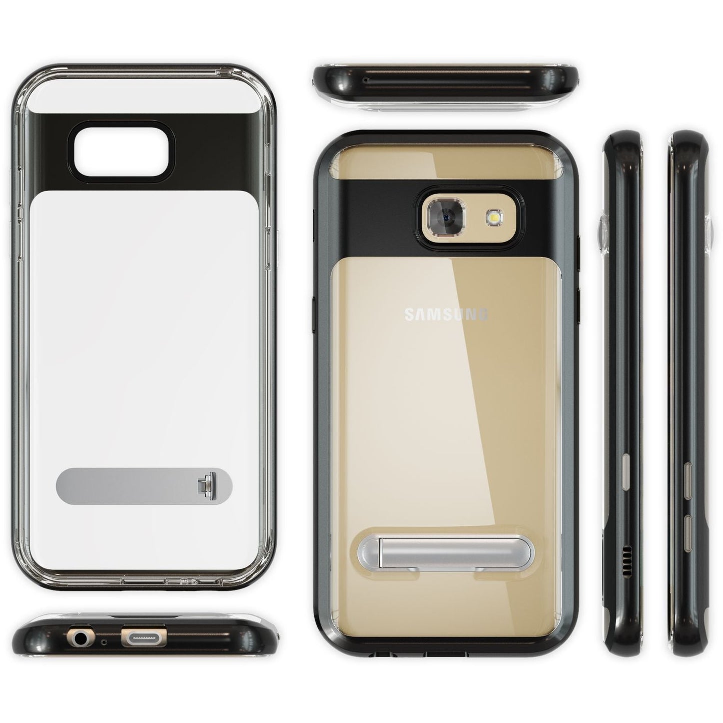 NALIA Ständer Hülle kompatibel mit Samsung Galaxy A5 2017, Silikon Handyhülle Case Transparent Dünn mit Standfunktion, Ultra-Slim Handy-Tasche Schutz-Hülle Back-Cover Etui Bumper