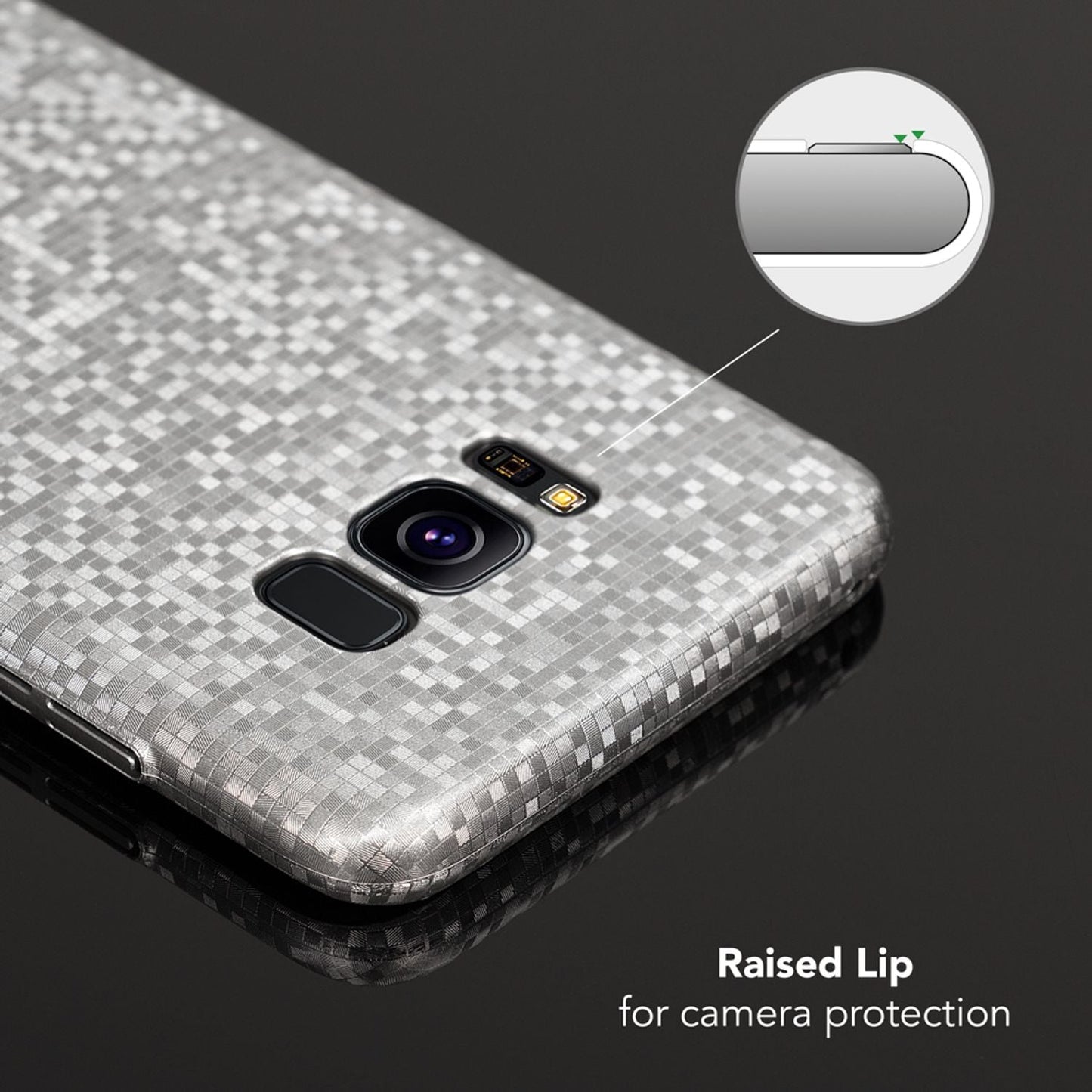 NALIA Handyhülle kompatibel mit Samsung Galaxy S8, Mosaik Ultra-Slim Hardcase Backcover Schutzhülle, Handy-Tasche Hülle Cover Case im Metall-Look Dünnes Bumper Karo Etui Skin