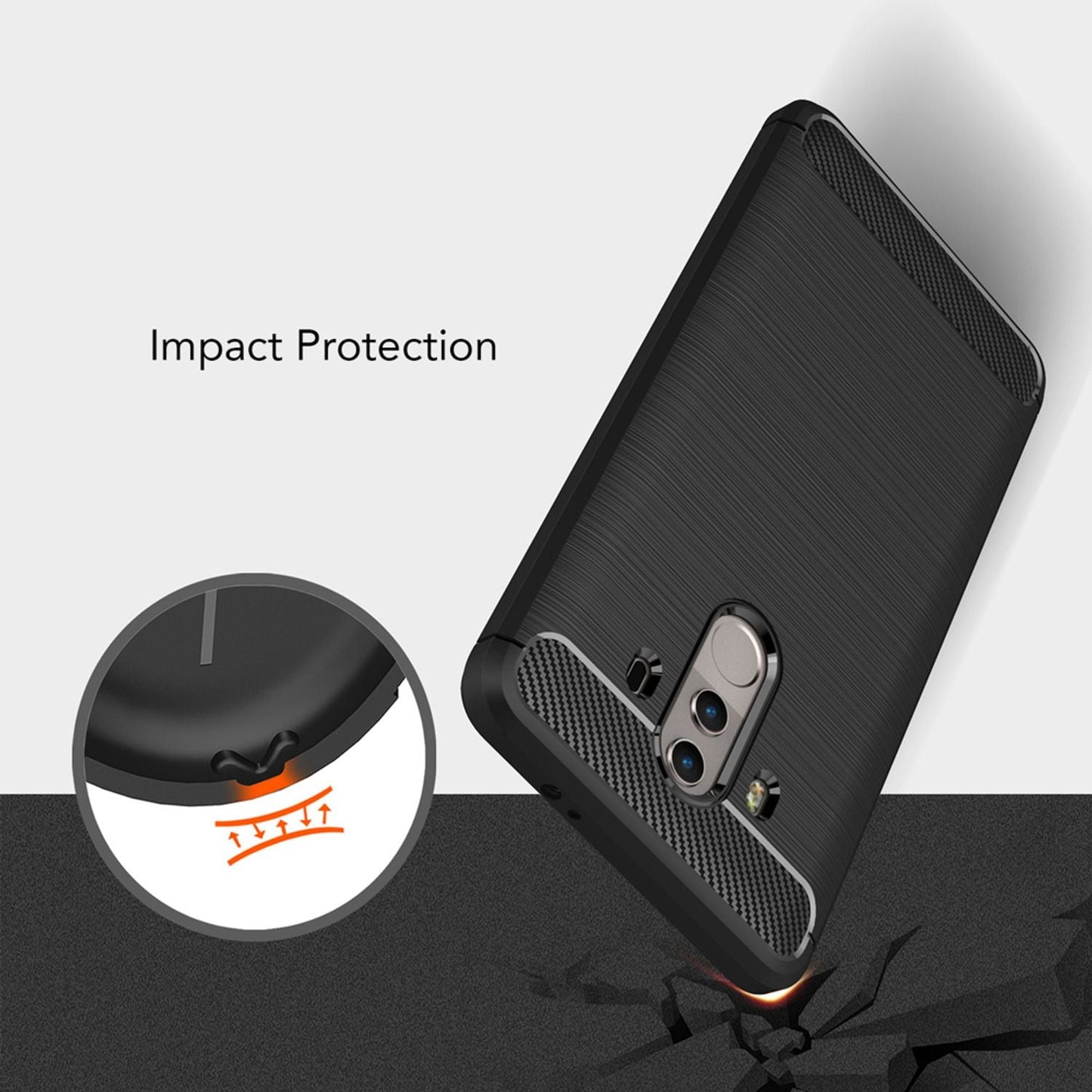 NALIA Silikonhülle für Huawei Mate 10 Pro – Rutschfest & Matt – VORTEX (Gebürstete Optik & Carbon Design) – Marke aus Berlin