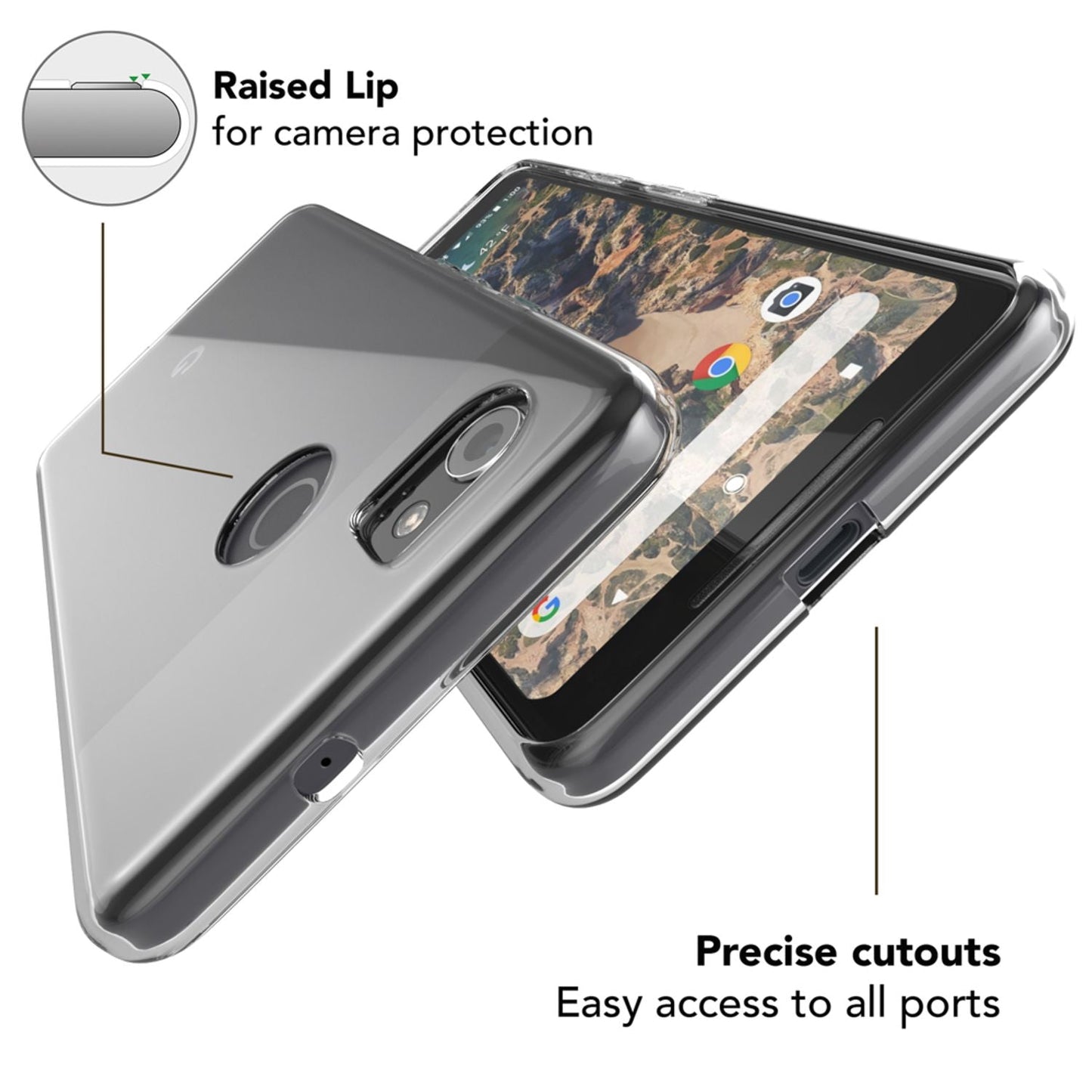NALIA Transparente Silikonhülle für Google Pixel 2 XL – Anti-Gelb & Rutschfest – GLAZE (Handyhülle Kristallklar, Schlank & Stoßfest) – Marke aus Berlin