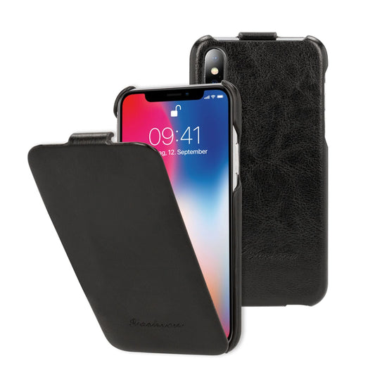 NALIA Klapphülle kompatibel mit iPhone X XS, Slim Hülle Flip-Case Kunst-Leder Vegan Cover, Phone Etui Ganzkörper Schutz, Dünne Vorne Hinten Rundum Handy-Tasche Bumper