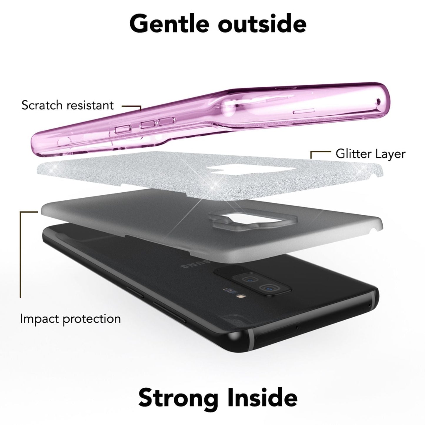 NALIA Glitzerhülle für Samsung Galaxy S9 Plus – Funkelnder Glitzer-Look & Grip – SHINEPOP (Silikon Case) – Marke aus Berlin