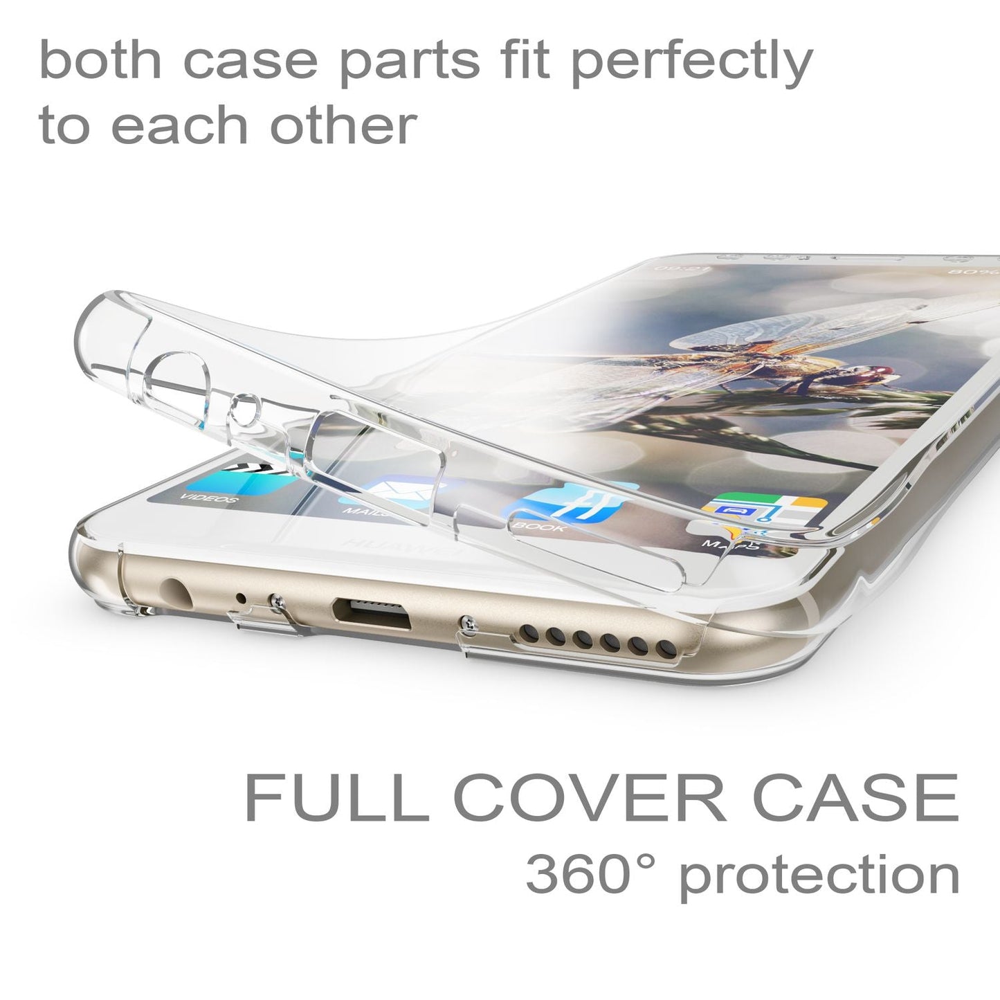 NALIA 360 Grad Handyhülle kompatibel mit Huawei Mate 10 Lite, Full Cover vorne hinten Doppel-Schutz, Dünn Ganzkörper Case Silikon Handytasche Transparenter Displayschutz Rückseite