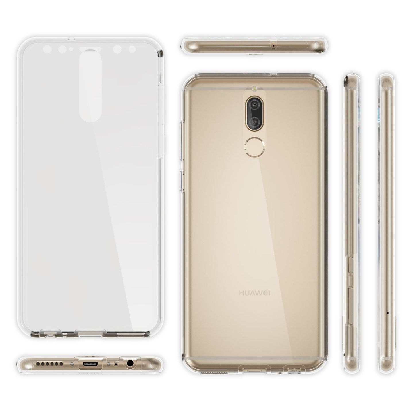 NALIA 360 Grad Handyhülle kompatibel mit Huawei Mate 10 Lite, Full Cover vorne hinten Doppel-Schutz, Dünn Ganzkörper Case Silikon Handytasche Transparenter Displayschutz Rückseite