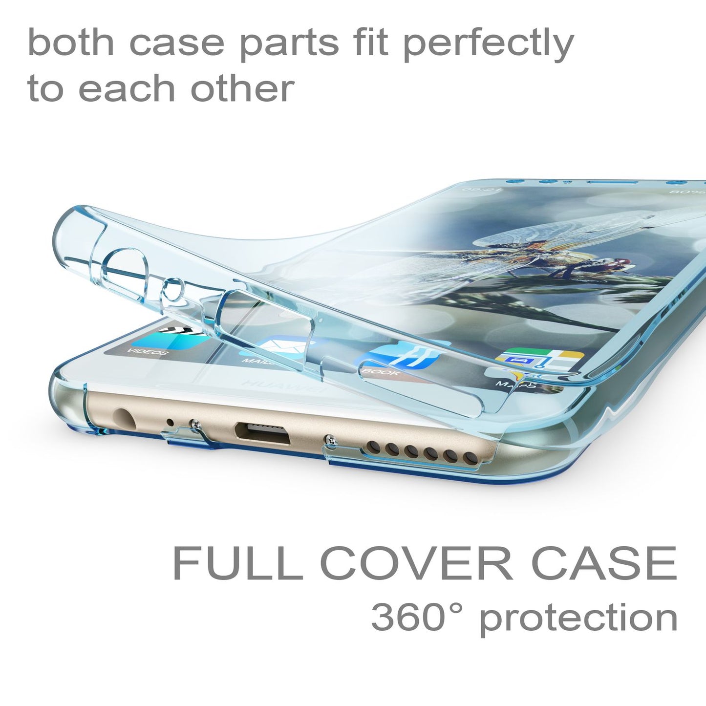 NALIA 360 Grad Handyhülle kompatibel mit Huawei Mate 10 Lite, Full Cover vorne hinten Doppel-Schutz, Dünn Ganzkörper Case Silikon Handytasche Transparenter Displayschutz Rückseite