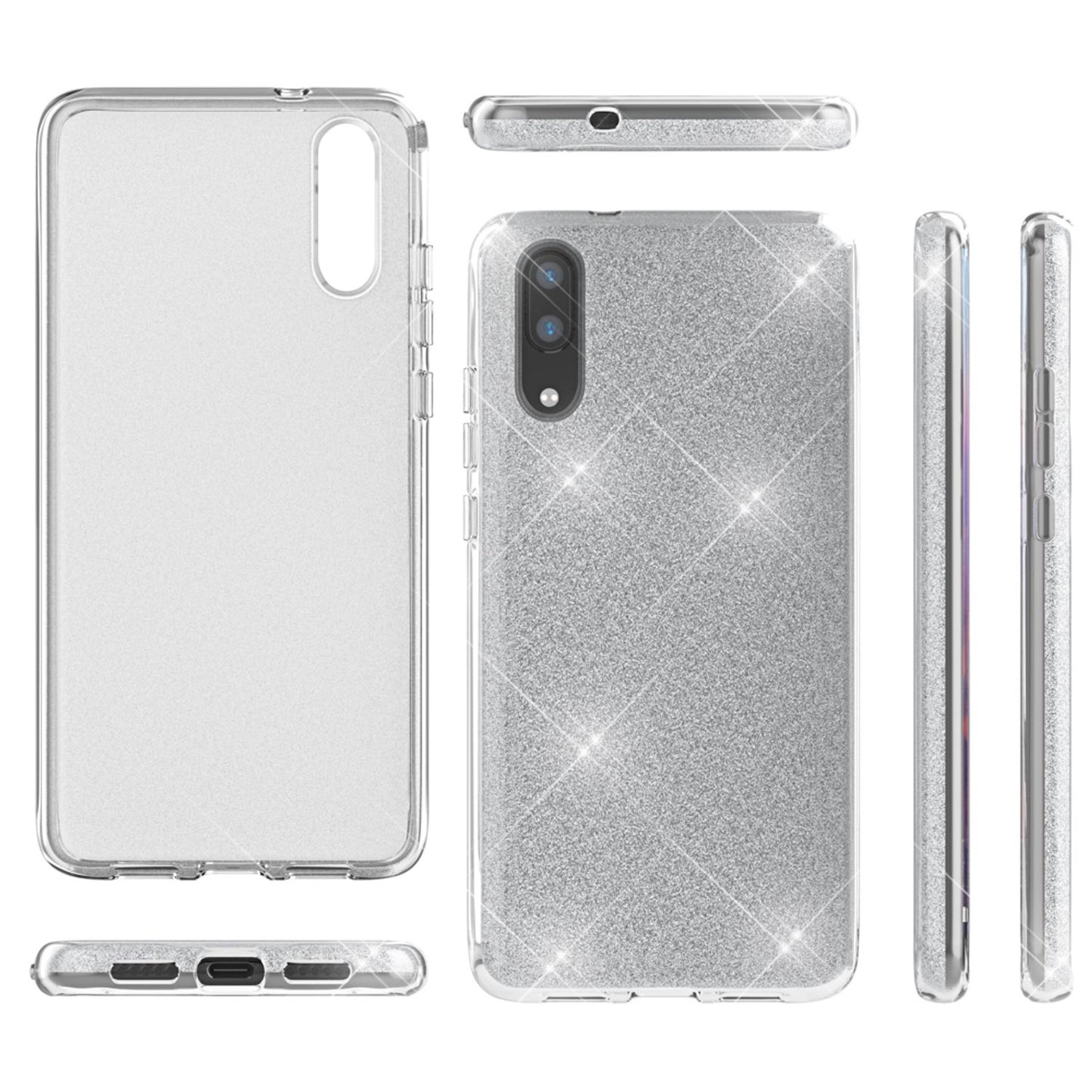 NALIA Glitzerhülle für Huawei P20 – Funkelnder Glitzer-Look & Grip – SHINEPOP (Silikon Case) – Marke aus Berlin