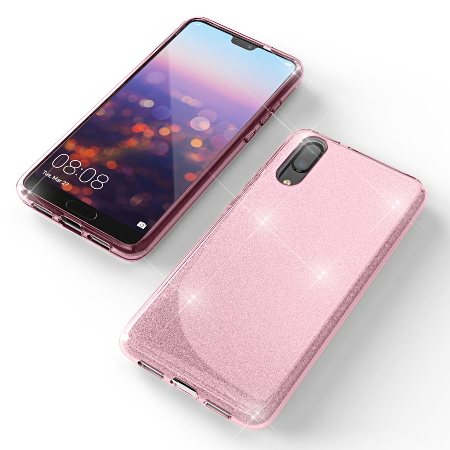 NALIA Glitzerhülle für Huawei P20 – Funkelnder Glitzer-Look & Grip – SHINEPOP (Silikon Case) – Marke aus Berlin